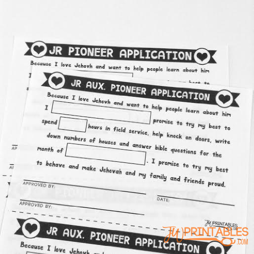 Jr Auxilary Pioneer Application