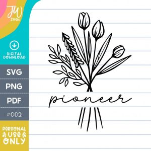 JW SVG: Floral Pioneer Cursive