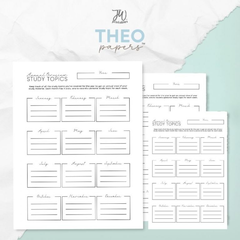 Theo Papers™ – Annual Overview Personal Study Topics