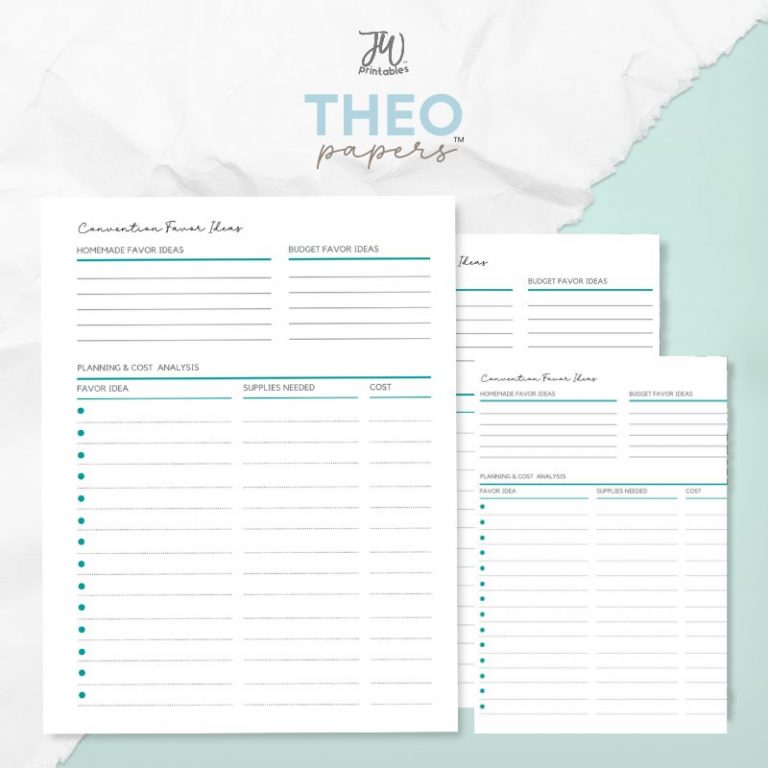 Theo Papers™ – Convention Favors Idea Planner
