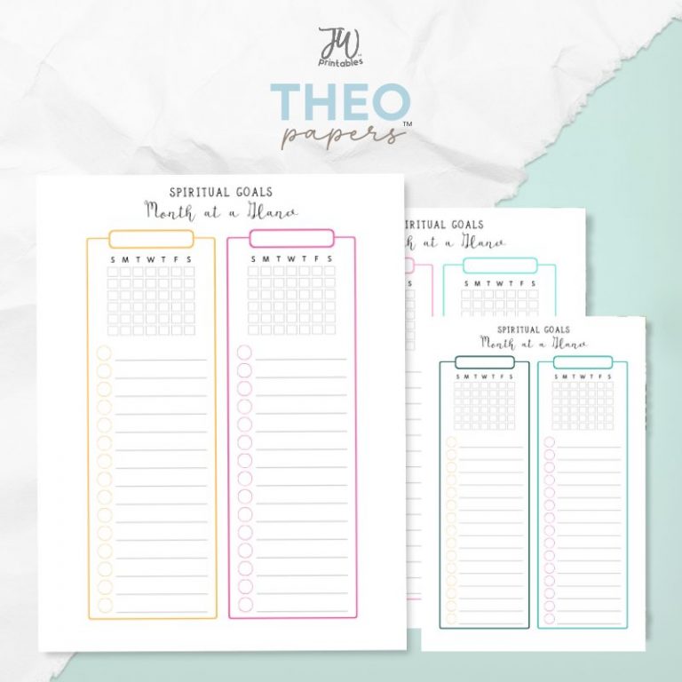 Theo Papers™ – Month at a Glance Spiritual Goals