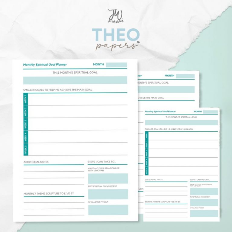 Theo Papers™ – Monthly Spiritual Goal Planner