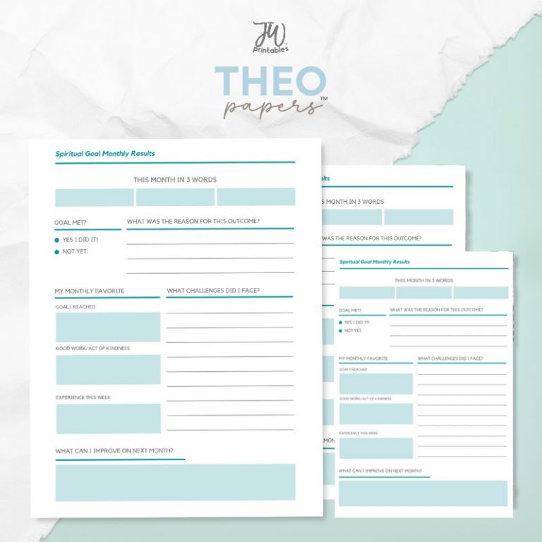 Theo Papers™ – Spiritual Goal Monthly Results