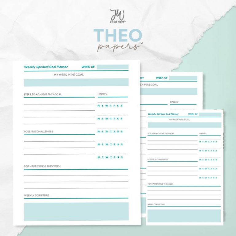 Theo Papers™ – Weekly Spiritual Goal Planner