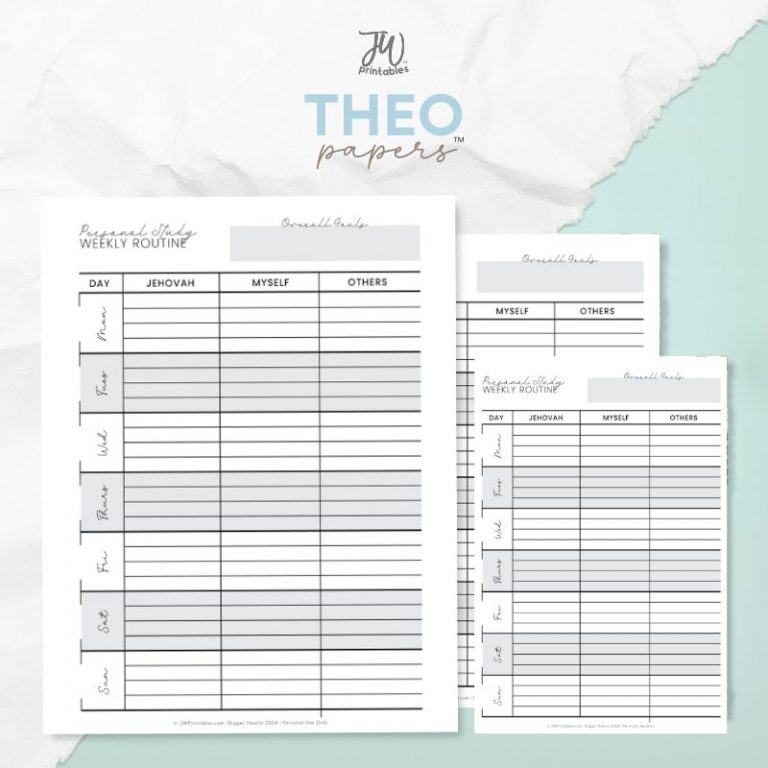 Theo Papers™ – Personal Study Weekly Routine – Monday Start