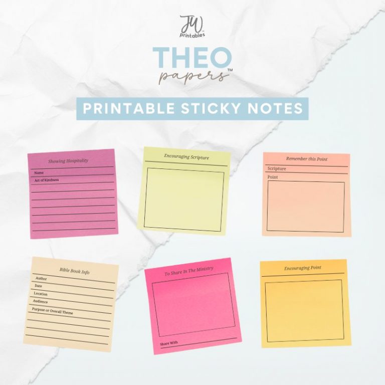 Theo Papers™ – JW Minimalist Printable Sticky Notes