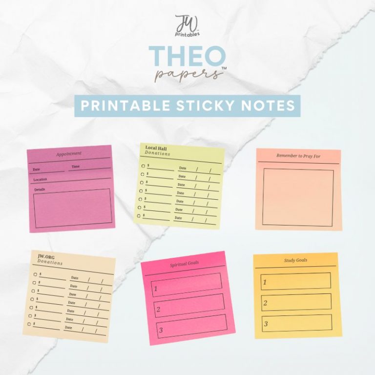 Theo Papers™ – JW Minimalist Printable Sticky Notes