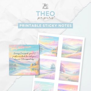 Theo Papers™ - JW Painted Printable Sticky Notes - Pastel
