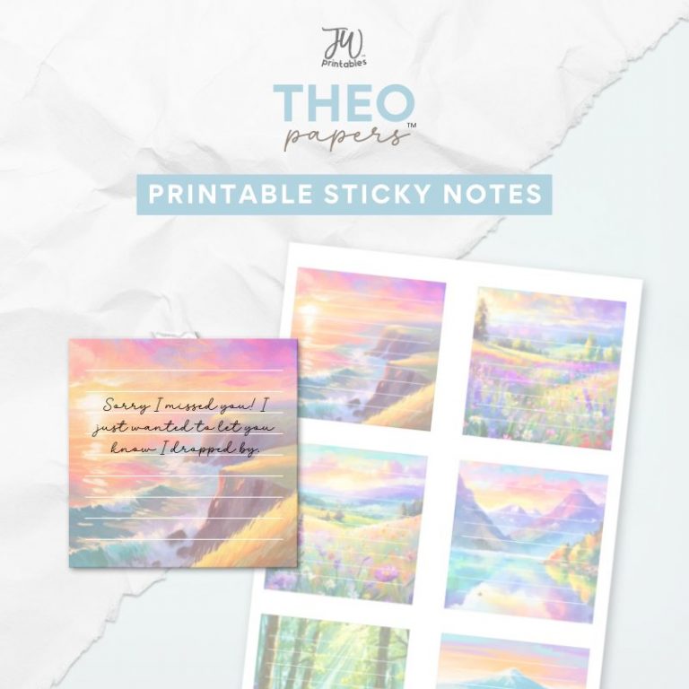 Theo Papers™ – JW Painted Printable Sticky Notes – Sunrise, Sunset
