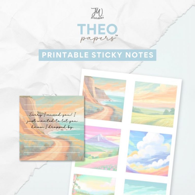 Theo Papers™ – JW Painted Printable Sticky Notes – Place Scenes