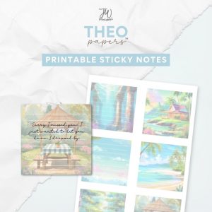 Theo Papers™ - JW Painted Printable Sticky Notes - Paradisaic Scenes