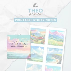 Theo Papers™ - JW Painted Printable Sticky Notes -Clouds & Sky