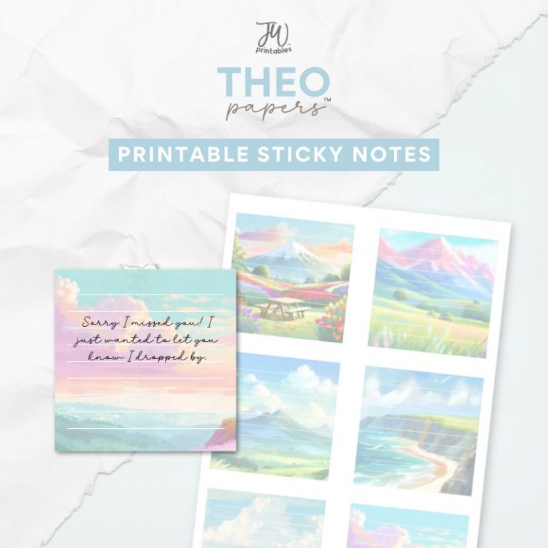 Theo Papers™ – JW Painted Printable Sticky Notes -Clouds & Sky