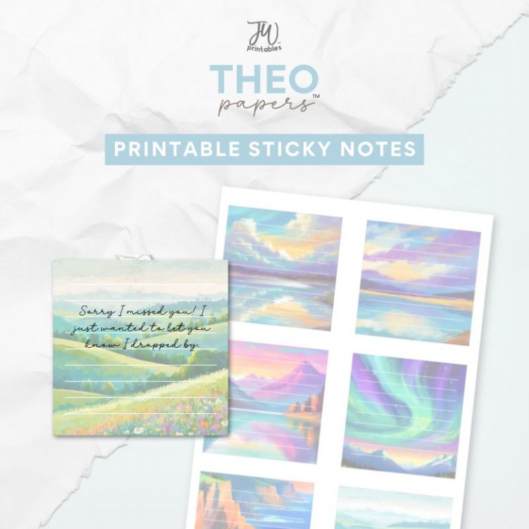 Theo Papers™ – JW Painted Printable Sticky Notes – Purple Sky