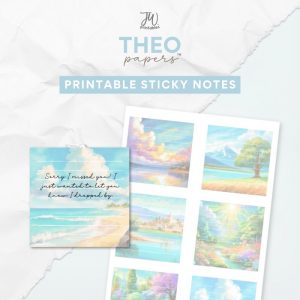 Theo Papers™ - JW Painted Printable Sticky Notes - Beach & forest
