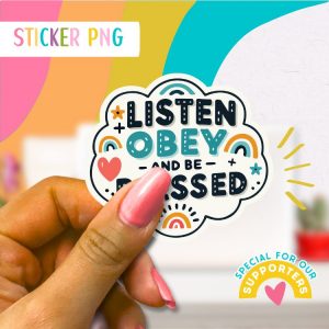 JW Sticker: Listen Obey and be blessed cloud
