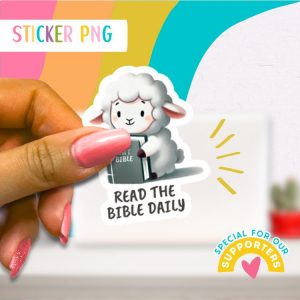 JW Sticker: Sheep read the Bible daily
