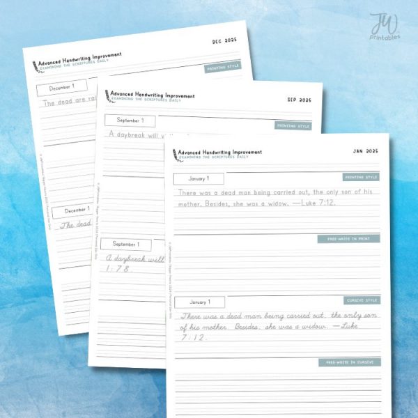 Aug 2025 Daily Text Handwriting Improvement - Teens + Adults - JW ...