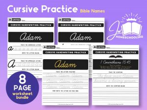 Adam Cursive Practice | JW Homeschool Worksheet