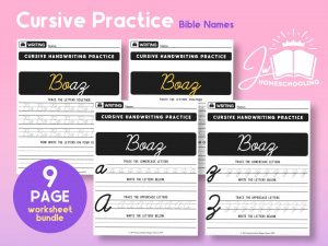 Boaz Cursive Practice | JW Homeschool Worksheet