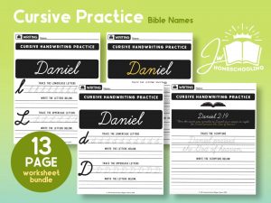 Daniel Cursive Practice | JW Homeschool Worksheet
