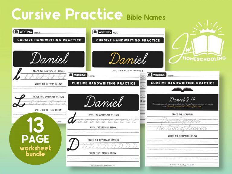 Daniel Cursive Practice | JW Homeschool Worksheet