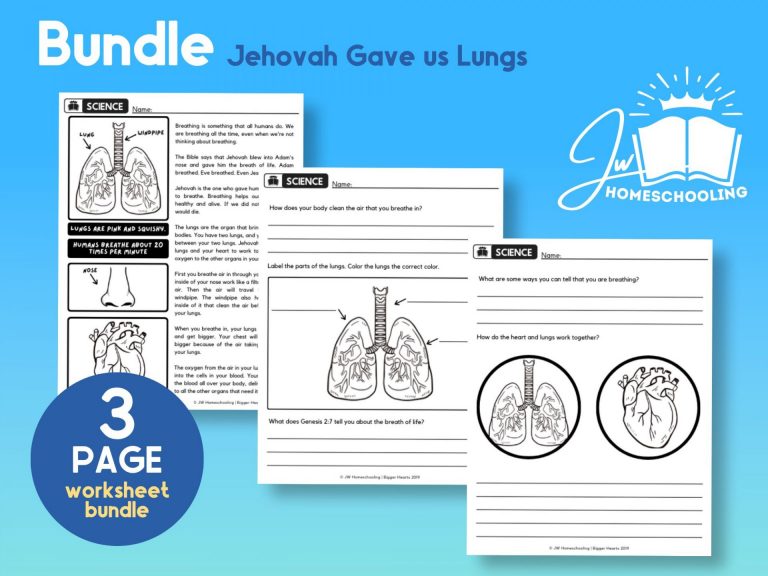 Jehovah Gave us Lungs | JW Homeschool Worksheet