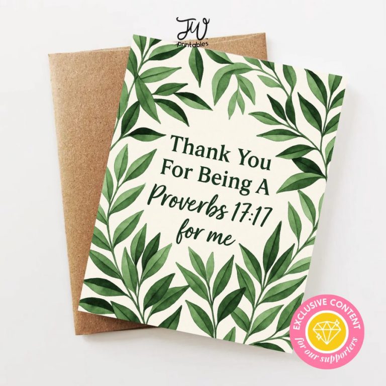 Proverbs 17:17 Leafy JW Greeting Card | Printable Spiritual Encouragement