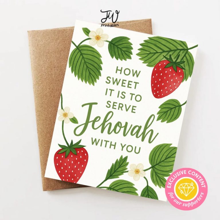 Sweet to Serve Jehovah with You | Strawberry JW Printable Greeting Card
