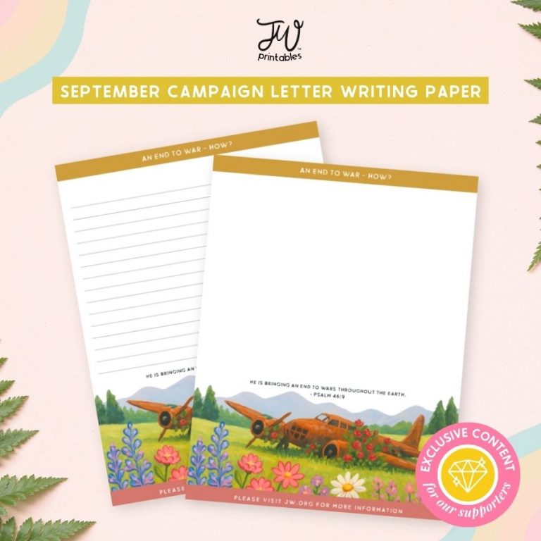 JW End to War – Sept 2025 Campaign Letter Writing Stationery – Plane