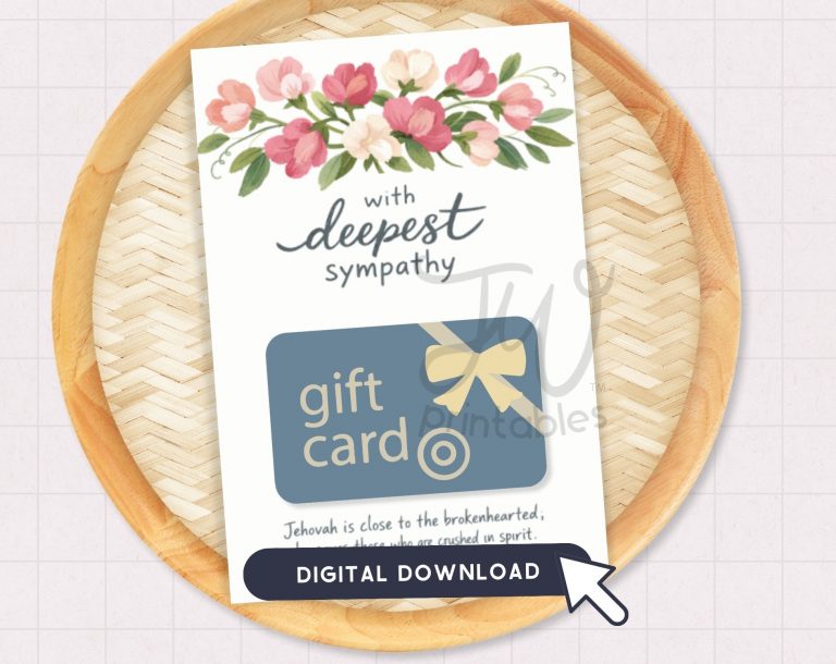 JW Greeting Card Printable | With Deepest Sympathy Psalm 34:18 | Condolence