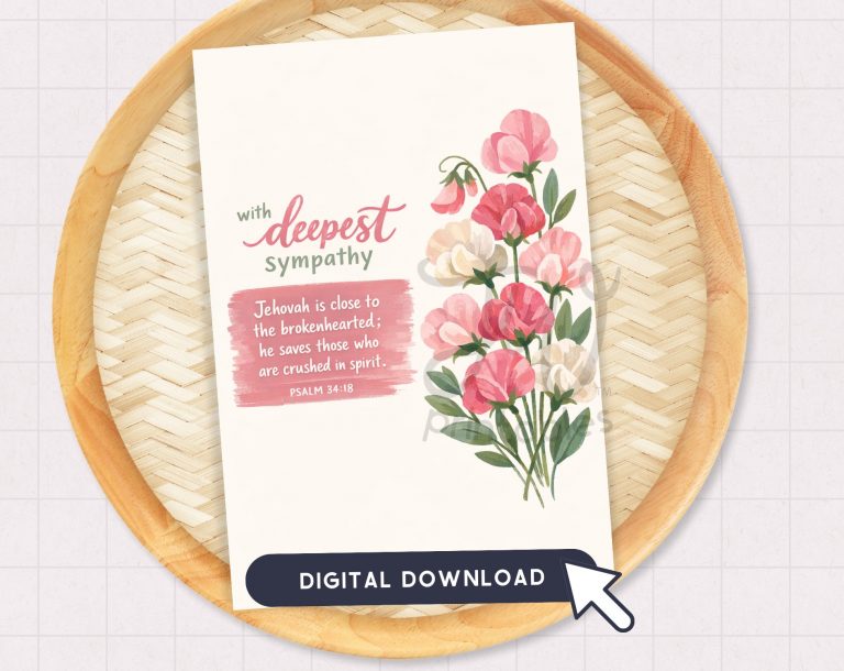 JW Greeting Card Printable | With Deepest Sympathy Psalm 34:18
