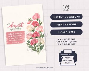 JW Greeting Card Printable | With Deepest Sympathy Psalm 34:18