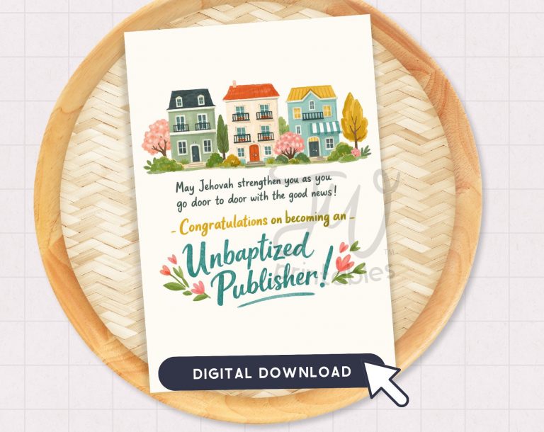 JW Greeting Card Printable | Congratulations Unbaptized Publisher