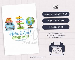 JW Greeting Card Printable | Here I Am Send Me Isaiah 6:8