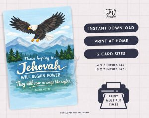 JW Greeting Card Printable | Those Hoping in Jehovah Will Regain Power Isaiah 40:31
