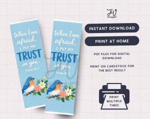 JW Bookmark Printable | When I Am Afraid I Put My Trust in You Psalm 56:3