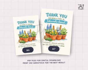 JW Greeting Card Printable | Tool in Jehovah's Hand 1 Corinthians 3:6