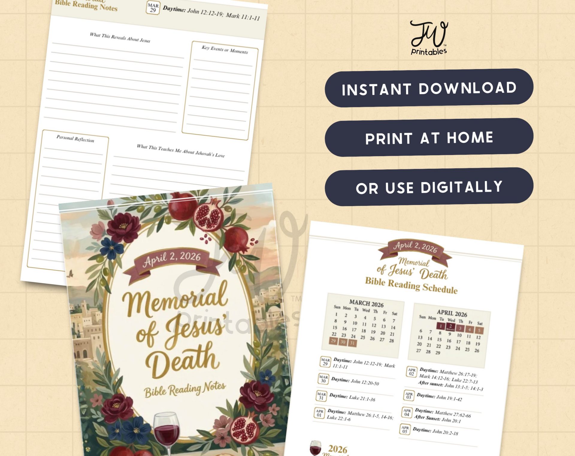 2026 Memorial Bible Reading Schedule & Notes - JW Printables
