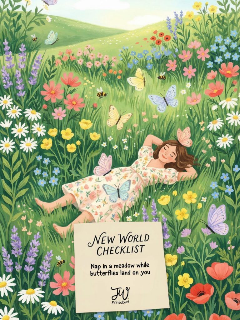 New World Checklist: Napping in a meadow while butterflies land on you