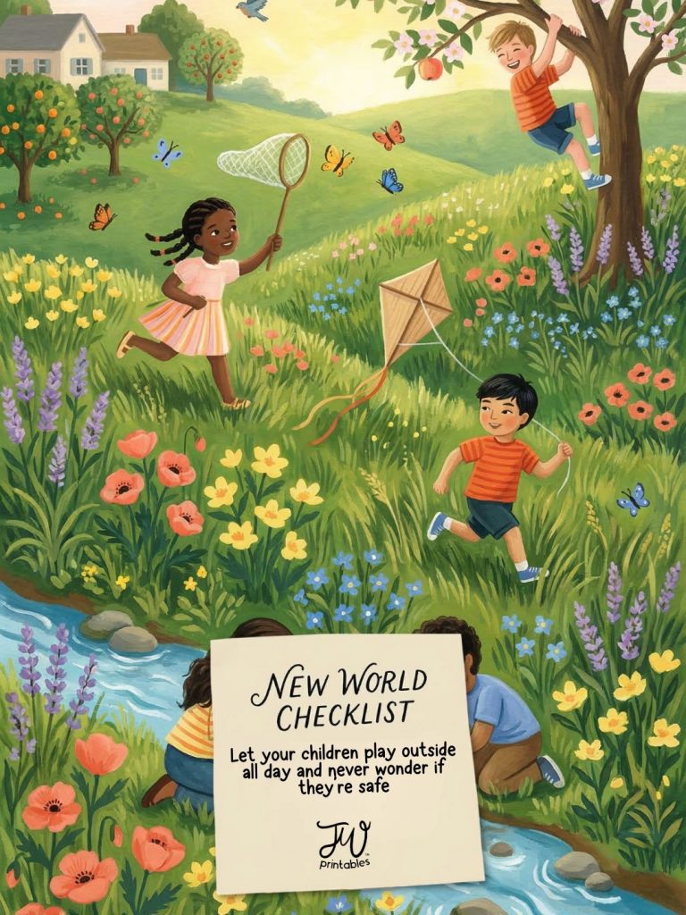 New World Checklist: Letting your children play outside all day and never once wondering if they are safe