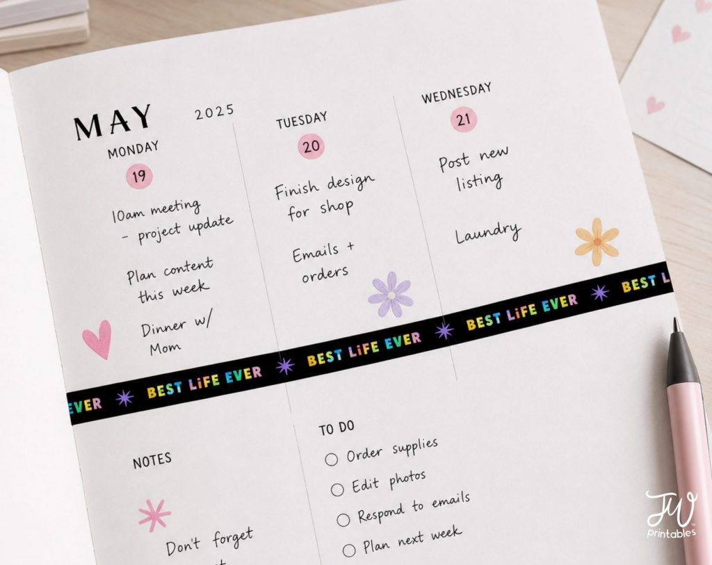 "Best Life Ever" Printable Washi Tape